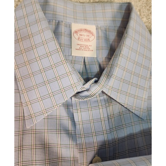 Brooks Brothers Other - Brooks Brothers‎ Shirt Men's 16.5 Sleeve Sz 33 1818 Blue White Green Plaid